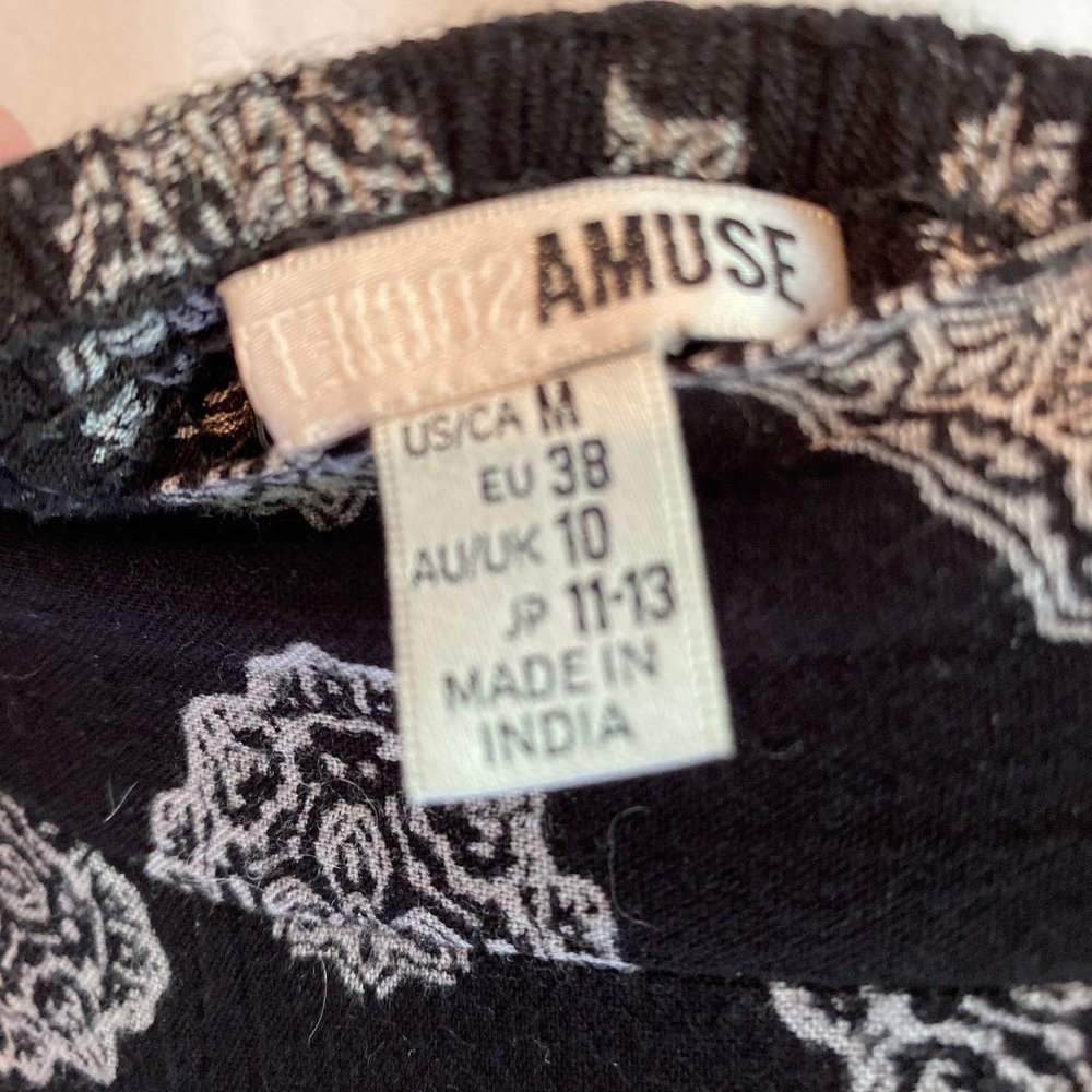 Amuse Society Black/cream Pants Medium - Picture 2 of 4